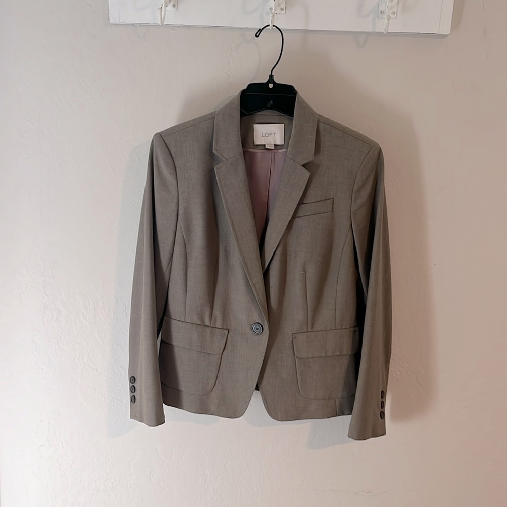 Loft Taupe brown 3/4 sleeve blazer